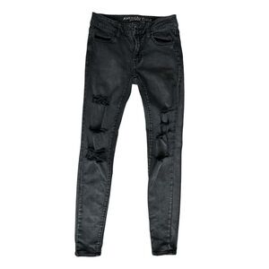 American Eagle Outfitters Distressed Jegging Jeans | Faded Black/Grey | 0 Reg